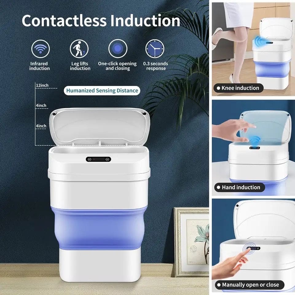 Smart Trash Can With Lid, Touchless Automatic Motion Sensor Trash Bin, Foldable Mini Trash Can, Collapsible Trash Bin, Creative Household Bathroom Garbage Storage Box, Waste Bin Garbage Can Smart Trash Can With Lid, Touchless Automatic Motion Sensor Trash Bin, Foldable Mini Trash Can, Collapsible Trash Bin, Creative Household Bathroom Garbage Storage Box, Waste Bin Garbage Can